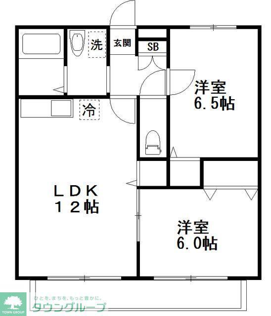 プランドールB棟(2LDK/1階)の間取り写真