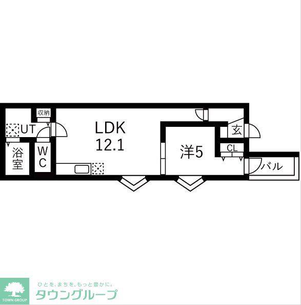 BC生駒B(1LDK/2階)の間取り写真