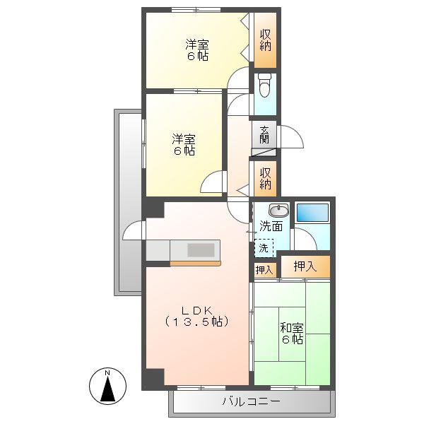 プリンセス三ツ池(3LDK/6階)の間取り写真