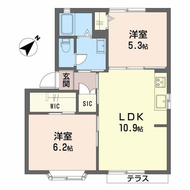 リバティタウンA(2LDK/1階)の間取り写真