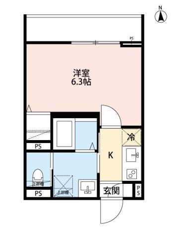 ROBOT HOME六町II(1K/3階)の間取り写真