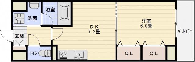 ハイムかずや(1DK/6階)の間取り写真