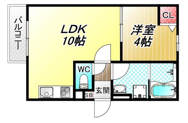 TATERUAPARTMENT加美鞍作2丁目A棟(1LDK/3階)の間取り写真