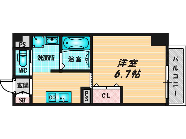 みおつくし布施(1K/7階)の間取り写真