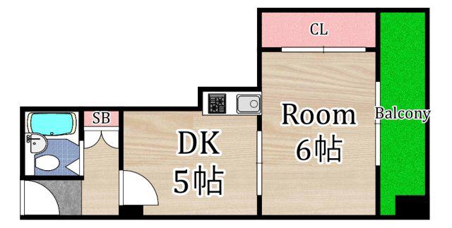 グルーヴ桜宮(1DK/4階)の間取り写真