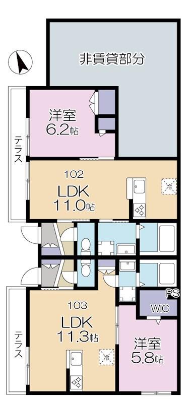 代沢三丁目マンション(1LDK/1階)の間取り写真