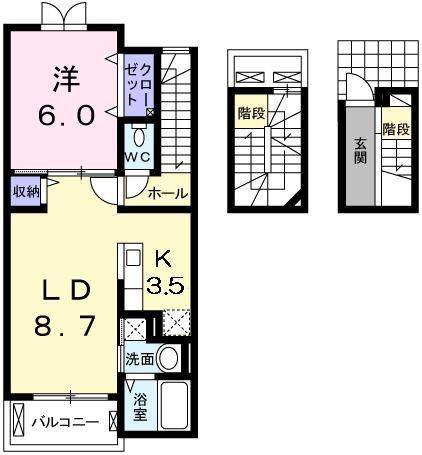 グランベル(1LDK/3階)の間取り写真