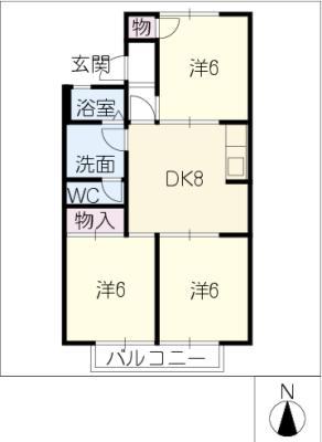 メゾン プレフェーレ(3DK/1階)の間取り写真