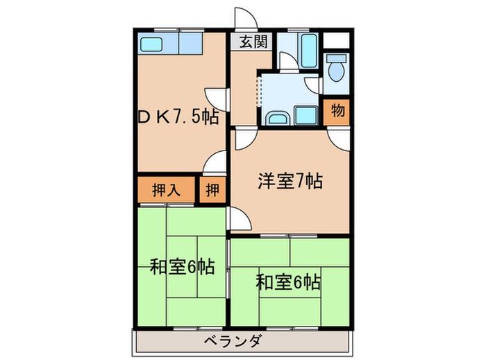 ヴィラロイヤル(3DK/4階)の間取り写真