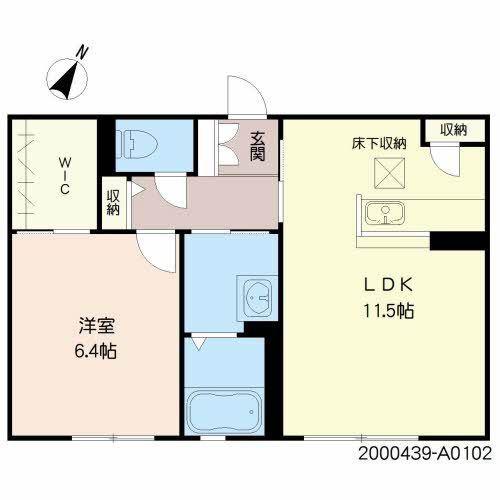 ラプラス白山A(1LDK/1階)の間取り写真