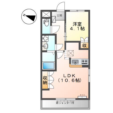 セントハイム聖(1LDK/1階)の間取り写真