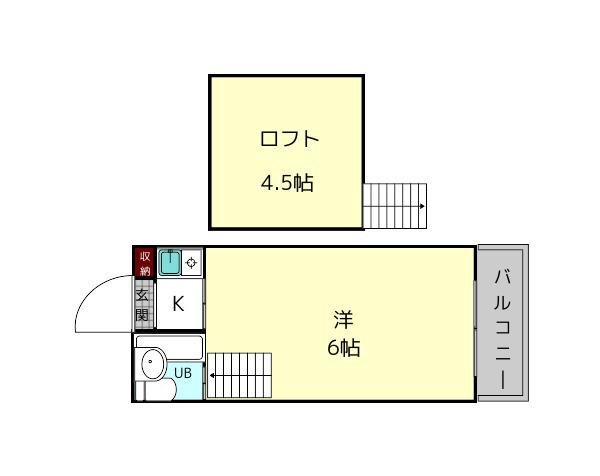 シティパレス生駒谷田町P-II(ワンルーム/2階)の間取り写真