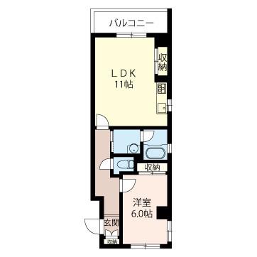 エスティメゾン三軒茶屋II(1LDK/2階)の間取り写真