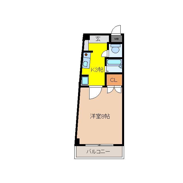 マンションさくら(1K/3階)の間取り写真