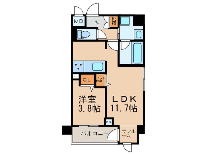 ラウレアガーデン千早(1LDK/6階)の間取り写真
