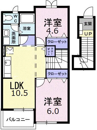 エミネンスB(2LDK/2階)の間取り写真