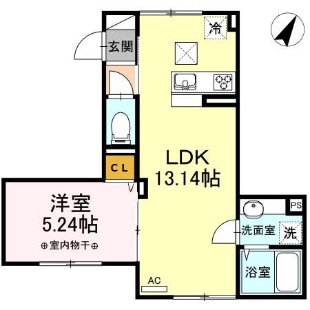 ファミユD(1LDK/2階)の間取り写真