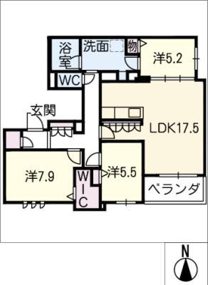 シャルール(3LDK/2階)の間取り写真