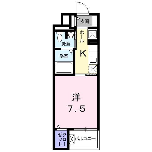 グランディー豊原町(1K/3階)の間取り写真