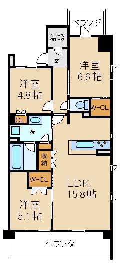 プラウド樟葉(3SLDK/8階)の間取り写真