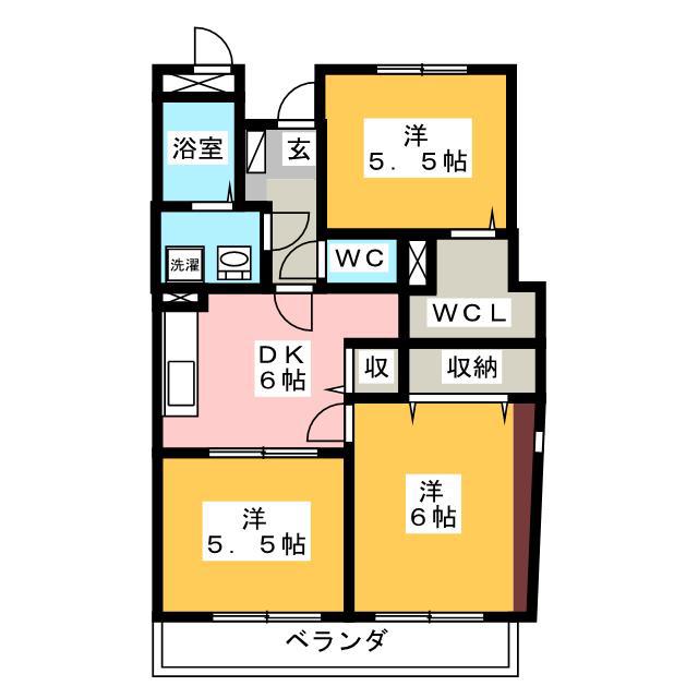 サンロイヤル大井(3DK/2階)の間取り写真