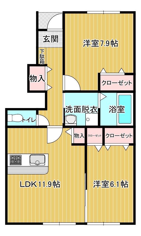 DIA MOOR III(2LDK/1階)の間取り写真