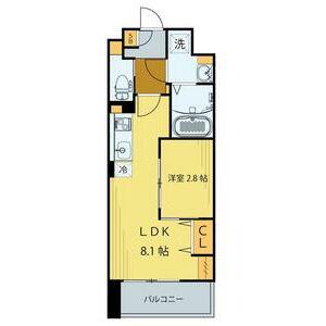 シェルグランデ原町本通(1LDK/4階)の間取り写真