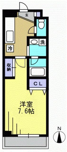 ビバス萩中(1K/4階)の間取り写真