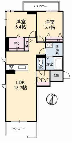 ソナーレ(2LDK/3階)の間取り写真