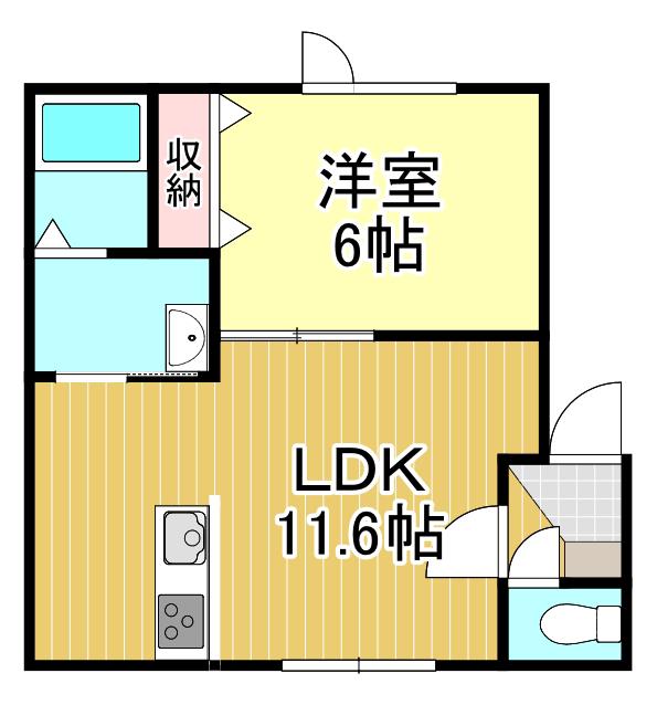 クローバーハウスNO.28若草(1LDK/1階)の間取り写真