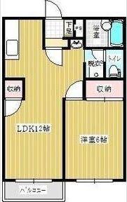 エーデルハイツ(1LDK/2階)の間取り写真
