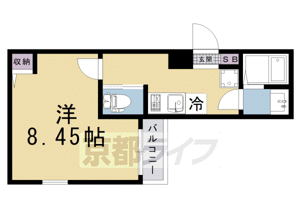 GLADVIS京都室町(1K/2階)の間取り写真
