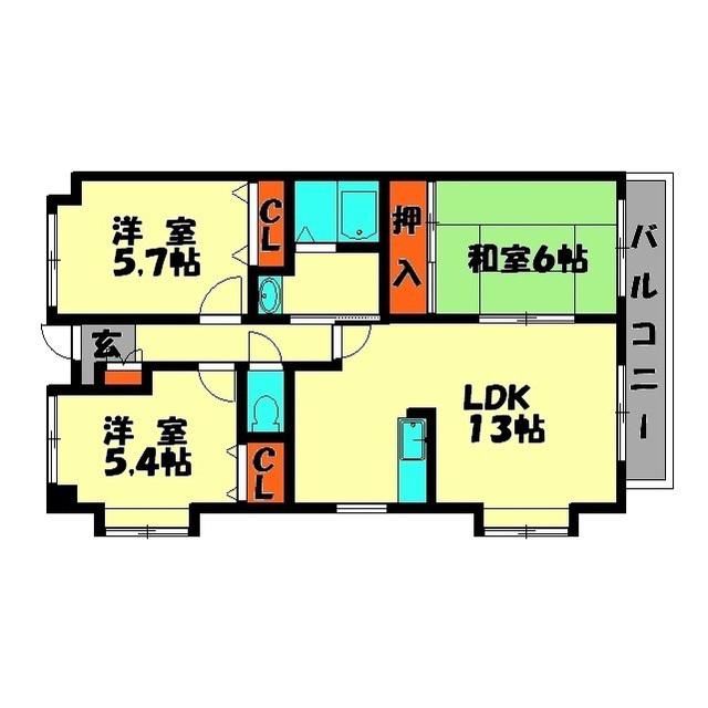 プレディールみずほ(3LDK/5階)の間取り写真