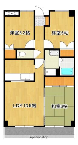 マンゲンマンション(3LDK/6階)の間取り写真