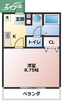 フォーシーズンズ冬(1K/2階)の間取り写真