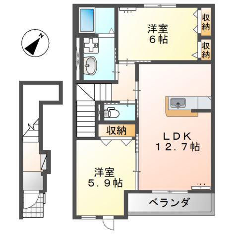 ティアラ(2LDK/2階)の間取り写真