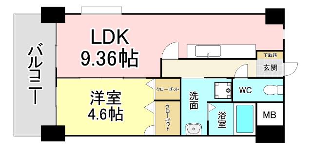 メディアパークII(1LDK/4階)の間取り写真
