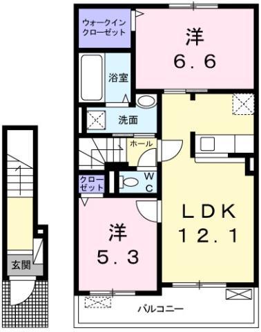 クック鮎喰(2LDK/2階)の間取り写真