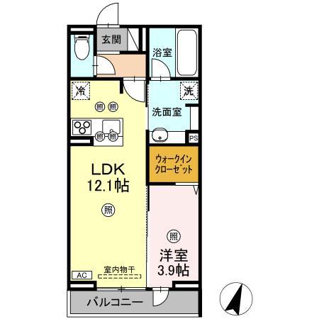 MK WING BLD I棟(1LDK/2階)の間取り写真