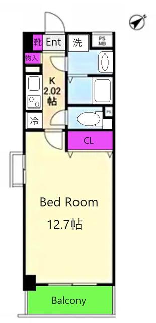 シャルマン溝の口(1K/4階)の間取り写真