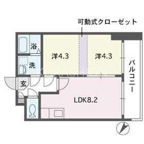 フェイスカミーユ(2LDK/8階)の間取り写真