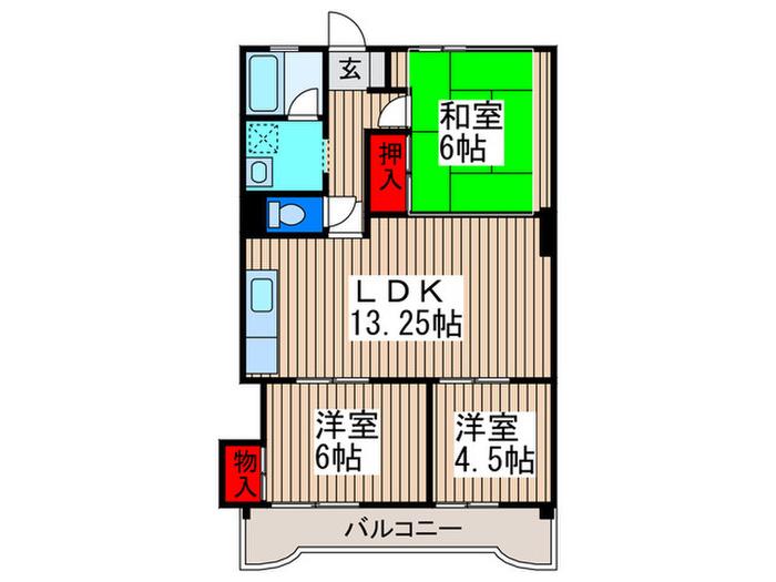 荒井第3ビル(3LDK/1階)の間取り写真