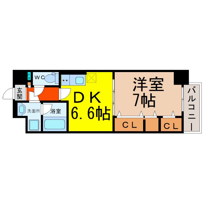 フローラ(1DK/2階)の間取り写真