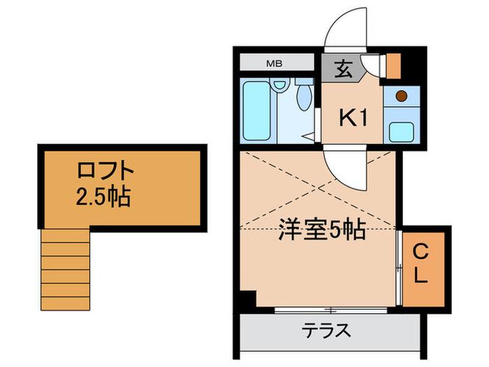 アイパレス(1K/2階)の間取り写真