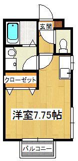 ドルチェ A棟・B棟(ワンルーム/1階)の間取り写真