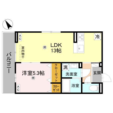 DーROOM 後三条(1LDK/2階)の間取り写真