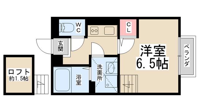 ヴェルドミール栄根(1K/2階)の間取り写真
