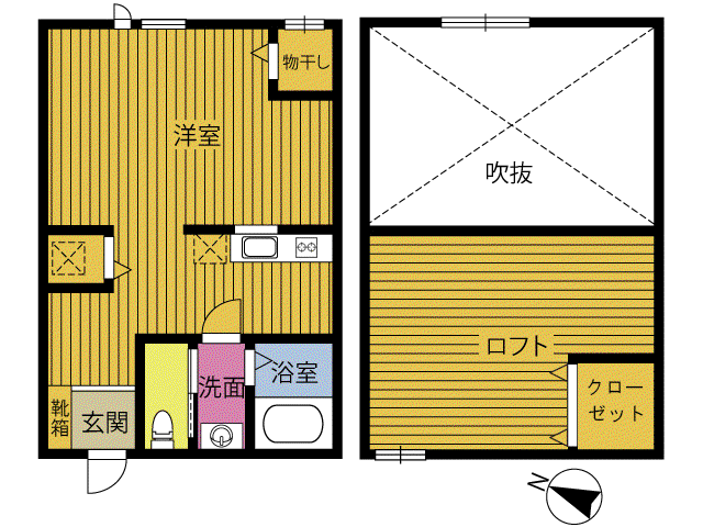 プロスペリタ羽田(1LDK/2階)の間取り写真