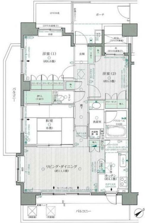 クリオ鶴見中央壱番館(3LDK/6階)の間取り写真
