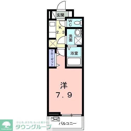 プレイムK(1K/2階)の間取り写真